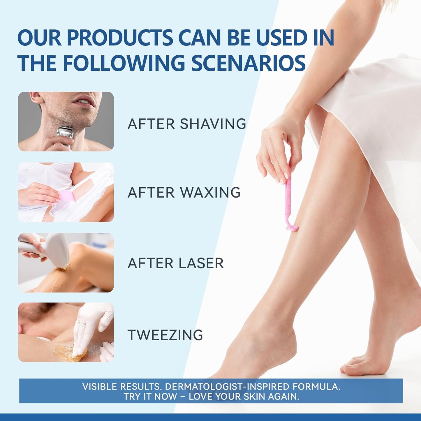 Razor Bumps Ingrown Hair Treatment: 3.38Fl.Oz Smoothing Solution for Body, Beard & Bikini Area Post Waxing after Shaving Serum for Ingrown Hair & Razor Burn - Women & Men