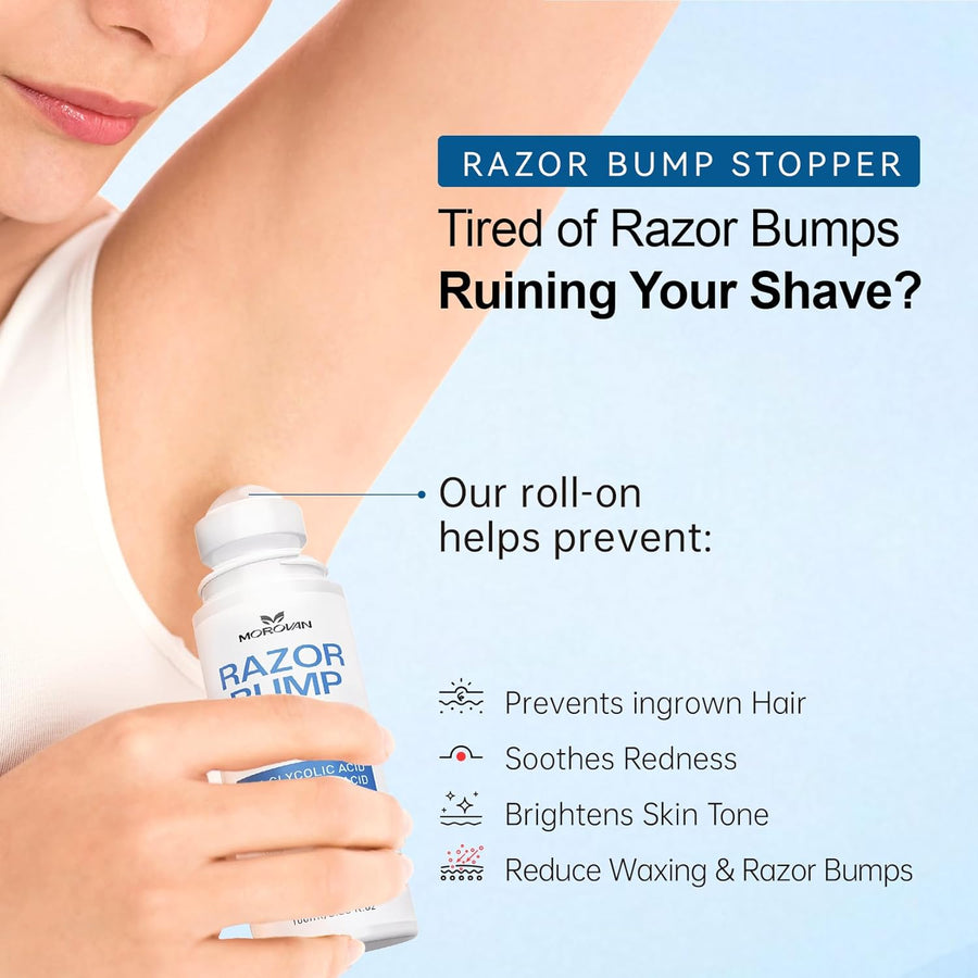 Razor Bumps Ingrown Hair Treatment: 3.38Fl.Oz Smoothing Solution for Body, Beard & Bikini Area Post Waxing after Shaving Serum for Ingrown Hair & Razor Burn - Women & Men