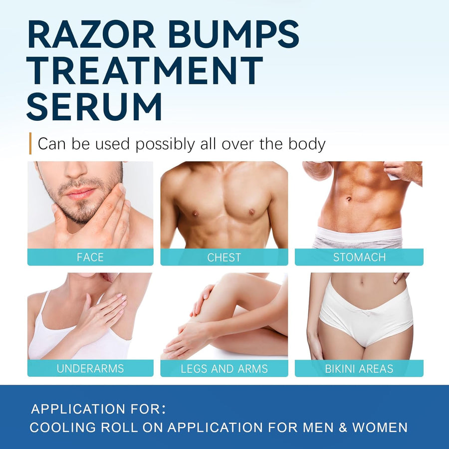 Razor Bumps Ingrown Hair Treatment: 3.38Fl.Oz Smoothing Solution for Body, Beard & Bikini Area Post Waxing after Shaving Serum for Ingrown Hair & Razor Burn - Women & Men